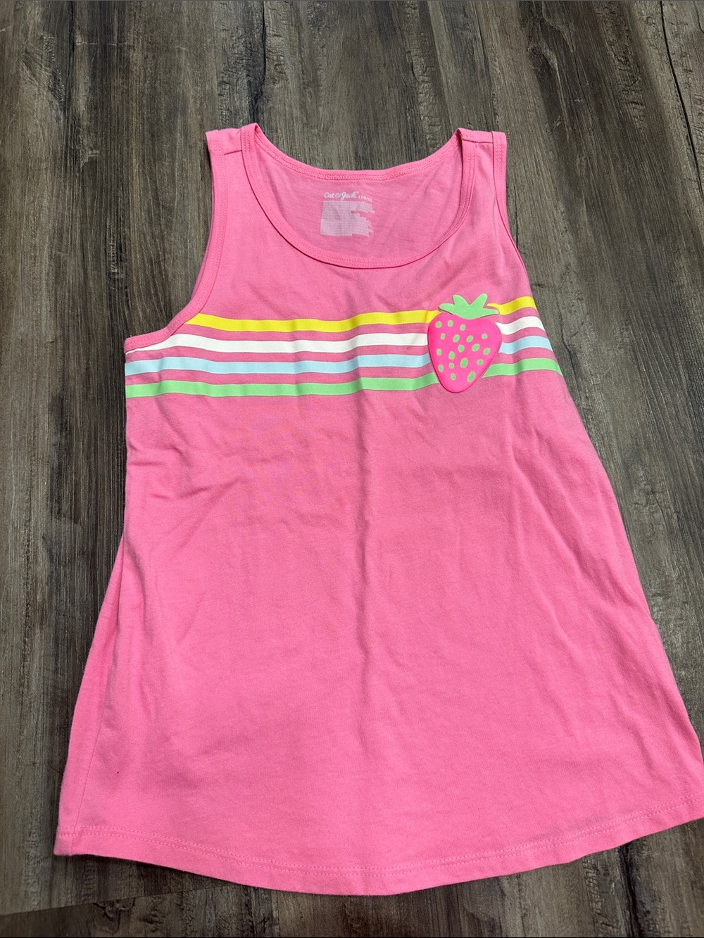 Cat & Jack Pink Strawberry Stripe Tank Top